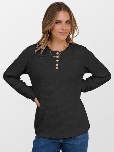 Anrabess Womens Long Sleeve Henley Dorts Button Down Tunic Tops Fall Fall Lightweight Sendents Business Blouses 2025 in Kuwait