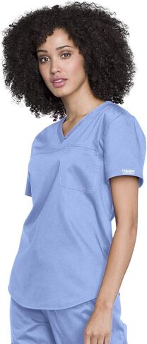 Cherokee Scrub Set for Women V-Neck Tuckable Scrub Top WW657 with Mid Rise Tapered Leg Drawstring Scrub Pant WW105 in Saudi Arabia