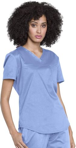 Cherokee Scrub Set for Women V-Neck Tuckable Scrub Top WW657 with Mid Rise Tapered Leg Drawstring Scrub Pant WW105 in Saudi Arabia
