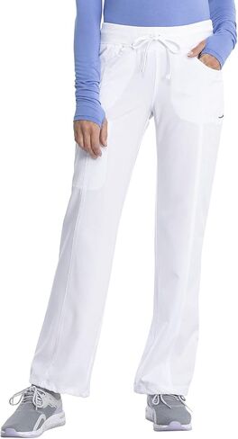 Cherokee Women Scrub Sets Contemporary Fit 3 Pocket Rib Knit Panel Top CK623A 4 Pocket Low Rise, Straight Leg Pant 1123A in Saudi Arabia