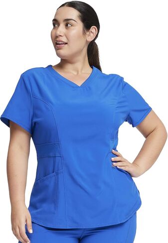 Cherokee Women Scrub Sets Contemporary Fit 3 Pocket Rib Knit Panel Top CK623A 4 Pocket Low Rise, Straight Leg Pant 1123A in Saudi Arabia