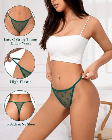J-Pone Lace Thongs for Women G String Thongs for Women T-Back Thong Intondwear Low Weaist Breadable Sexy Banties 12pack in Kuwait