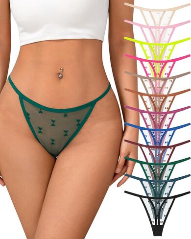 J-Pone Lace Thongs for Women G String Thongs for Women T-Back Thong Intondwear Low Weaist Breadable Sexy Banties 12pack in Kuwait