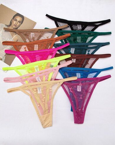 J-Pone Lace Thongs for Women G String Thongs for Women T-Back Thong Intondwear Low Weaist Breadable Sexy Banties 12pack in Kuwait