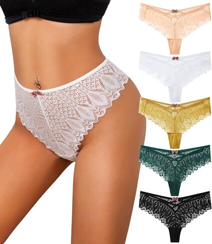 J-pone thongs for Women Sexy Lace Intelder High Phecloved Out Branties String Criss Cross Thong Multipack in Kuwait