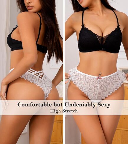 J-pone thongs for Women Sexy Lace Intelder High Phecloved Out Branties String Criss Cross Thong Multipack in Kuwait