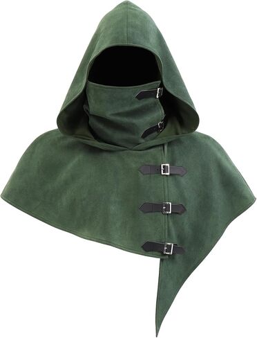 FURPHI Medieval Cowl Hood with Buckles Renaissance Hooded Cape Hat for Men Women Halloween Costume Accessories in Saudi Arabia