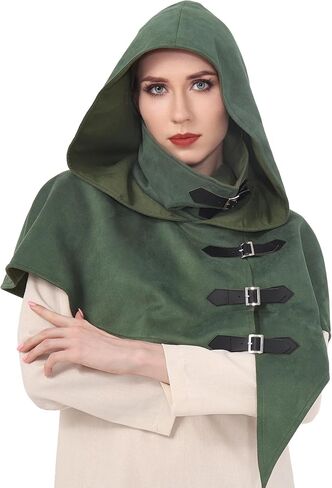 FURPHI Medieval Cowl Hood with Buckles Renaissance Hooded Cape Hat for Men Women Halloween Costume Accessories in Saudi Arabia