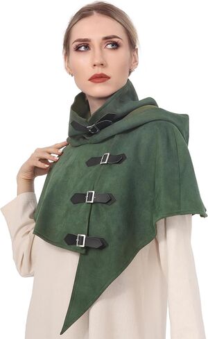 FURPHI Medieval Cowl Hood with Buckles Renaissance Hooded Cape Hat for Men Women Halloween Costume Accessories in Saudi Arabia