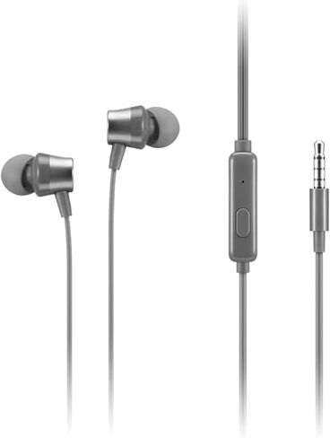 Lenovo - 300 Wired in-Ear USB-C Headphones - in-Line Microphone - USB-C Connectivity - Play & Pause Button - 3 Sizes Silicone Ear Tips Included, Grey in Kuwait