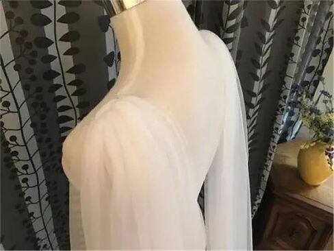 Plain Wedding Cape Veil - Long Tulle Bridal Shoulder Veil Shawl Cloak for Bride - White/Ivory, 1 Layer in Saudi Arabia