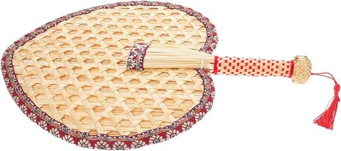 مروحة Rattan المصنوعة يدويًا من القماش الأحمر حافة القمح على شكل قلب من المعجبين باليد للتبريد ديكور جدار للتبريد للأحداث في الهواء الطلق in Saudi Arabia