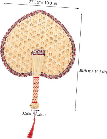 مروحة Rattan المصنوعة يدويًا من القماش الأحمر حافة القمح على شكل قلب من المعجبين باليد للتبريد ديكور جدار للتبريد للأحداث في الهواء الطلق in Saudi Arabia