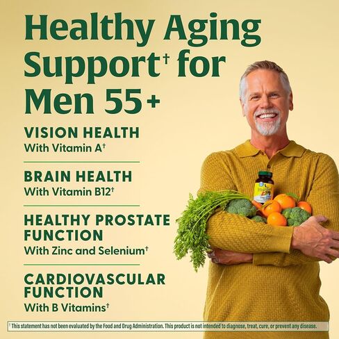 Megafood Men's 55+ واحد يوميًا - الفيتامينات المتعددة للرجال الذين يعانون من فيتامين B12 و C و D&ZINC - مكملات الدعم الأمثل للشيخوخة والمناعة - نباتي - مصنوع بدون 9 مسببات من المواد الغذائية - 120 علامات تبويب in Kuwait