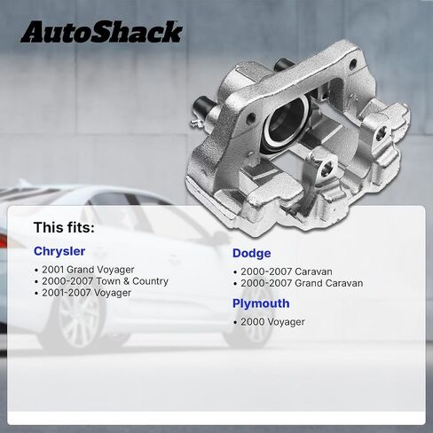 Autoshack الخلفية الخلفية اليمنى أو بديلة فرامل الفرجار اليسارية الاستبدال لعام 2000-2007 Chrysler Town & Country 3.3L ، 3.8L 2000-2007 Dodge Caravan سائق أو جانب الركاب BC2768 in Saudi Arabia