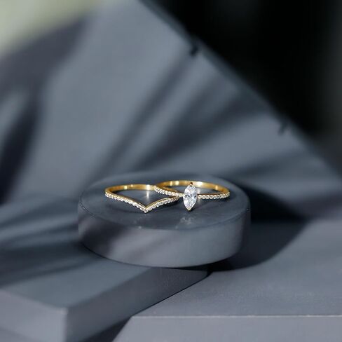1 Carat Zircon Ring Set with Enhancer Band, AAAA Quality, CZ Bridal Engagement Wedding Set 2 Pcs in Saudi Arabia