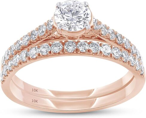 Bridal Set Rings For Women, 1.00 Carat (ctw) Lab Grown Diamond Engagement Wedding Ring For Women In 10K Solid Gold Jewelry Gifts For Her in Saudi Arabia