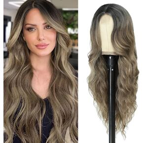 Cosplay Long Ombre Teal Wig 26 Inch Middle Part Synthetic Wig Realistic Gifts Party Wigs for Women Daily Use Colorful Wigs (Ombre Teal) in Saudi Arabia