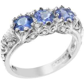925 sterling Silver حقيقية حقيقية تانزانيت نساء خاتم الفرقة in Kuwait