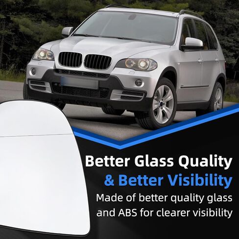 استبدال المرآة الجانبية للسائق لـ BMW X5 E70 2007 2008 2008 2010 2011 2012 2013 ، X6 E72 E72 2008-2014 - زجاج المرآة اليسرى ، مرايا الرؤية الخلفية مع تسخين الطاقة in Kuwait
