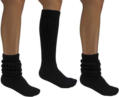 Luxury Divas All Cotton 3 Pack Extra Heavy Slouch Socks Made In USA in Kuwait