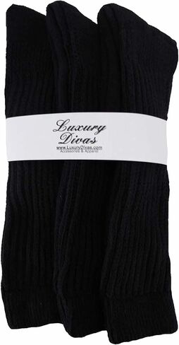 Luxury Divas All Cotton 3 Pack Extra Heavy Slouch Socks Made In USA in Kuwait