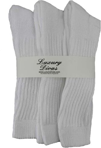 Luxury Divas All Cotton 3 Pack Extra Heavy Slouch Socks Made In USA in Kuwait