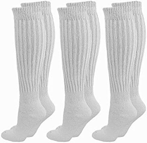 Luxury Divas All Cotton 3 Pack Extra Heavy Slouch Socks Made In USA in Kuwait