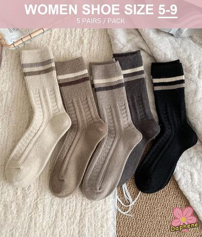 Women's Vintage Trendy Wool Socks | Fall Winter Thick Warm Ethnic Style | Holiday Gift Set | Trendy Comfortable in Saudi Arabia