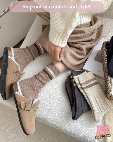 Women's Vintage Trendy Wool Socks | Fall Winter Thick Warm Ethnic Style | Holiday Gift Set | Trendy Comfortable in Saudi Arabia