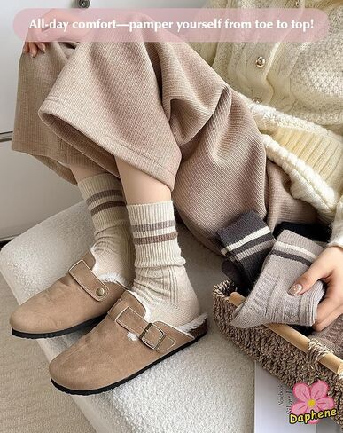 Women's Vintage Trendy Wool Socks | Fall Winter Thick Warm Ethnic Style | Holiday Gift Set | Trendy Comfortable in Saudi Arabia