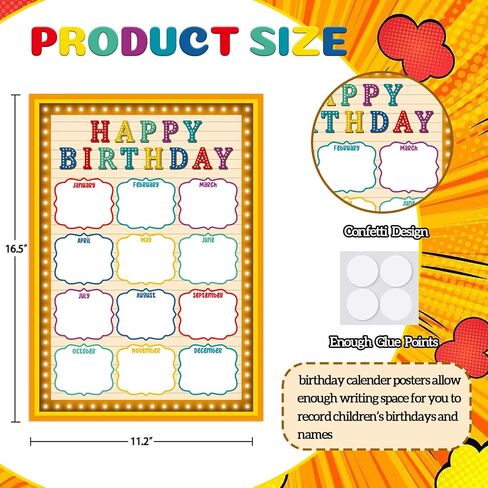 JUESMOS Superhero Happy Birthday Chart Poster for Classroom Decorations - Birthday Calendar Birthday Bulletin Board decorations - Class Birthday Chart Posters for Back To School Teacher Supplies in Kuwait