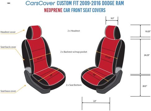 CarsCover Custom Fit 2017-2019 Dodge Ram 1500 2500 3500 Pickup Truck Neoprene Car Front Seat Covers Red Rose & Black Sides Driver & Passenger Cover in Saudi Arabia