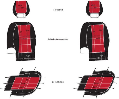 CarsCover Custom Fit 2017-2019 Dodge Ram 1500 2500 3500 Pickup Truck Neoprene Car Front Seat Covers Red Rose & Black Sides Driver & Passenger Cover in Saudi Arabia