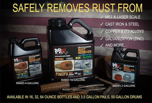 Rust911: يصنع 16 جالونًا من Rust Remover Slivolver-اقتصادي ، آمن للاستخدام ، بدون أحماض-إزالة الصدأ السريع بدون صنفرة أو مواد كيميائية قاسية-زجاجة جالون ذات تركيز فائق التركيز in Saudi Arabia