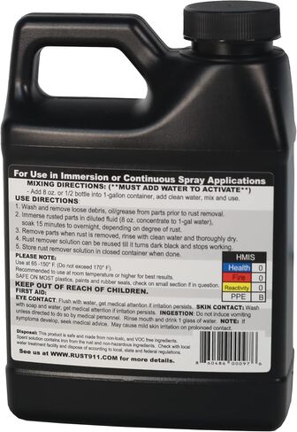 Rust911: يصنع 16 جالونًا من Rust Remover Slivolver-اقتصادي ، آمن للاستخدام ، بدون أحماض-إزالة الصدأ السريع بدون صنفرة أو مواد كيميائية قاسية-زجاجة جالون ذات تركيز فائق التركيز in Saudi Arabia