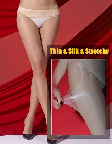 HTRUIYA Women's Seamless Pantyhose Matte Silk Lace Tights Ultra Thin Sheer High Waist Stockings in Saudi Arabia