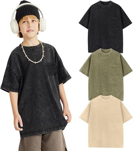 Arssm Boys Girls Thirts Cotton Acid Wash Tees Edger in Saudi Arabia