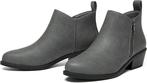 Athlefit Women's Onkle Boots مكتنزة منخفضة الكعب مريح أحذية قصيرة مستديرة جوارب أخمص القدمين مع السوستة الجانبية in Kuwait