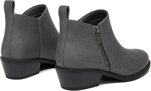 Athlefit Women's Onkle Boots مكتنزة منخفضة الكعب مريح أحذية قصيرة مستديرة جوارب أخمص القدمين مع السوستة الجانبية in Kuwait