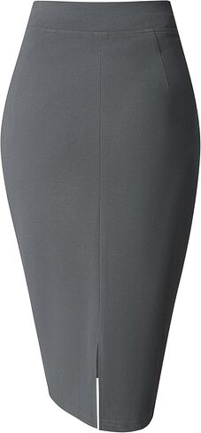 SEVEGO Women's Pencil Skirt Stretch High Waist Below Knee Bodycon for Office Casual with Patch Pockets in Saudi Arabia