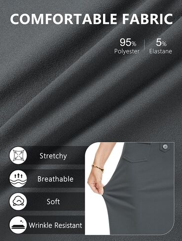 SEVEGO Women's Pencil Skirt Stretch High Waist Below Knee Bodycon for Office Casual with Patch Pockets in Saudi Arabia