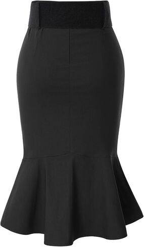 Belle Poque Women’s High Pherced Peplum Midi Pencil Skirt Trailts Business Business مع حزام in Kuwait