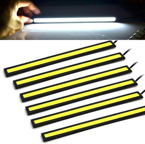 6pcs أبيض 12V LED Strip DRL النهار تشغيل الأضواء الضباب COB مصباح COR مقاوم للماء in Saudi Arabia