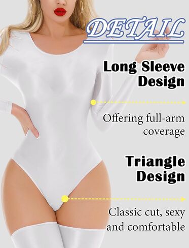Women's Glossy High Cut Bodysuit One Piece Oil Shiny Leotard with Stockings Set in Saudi Arabia