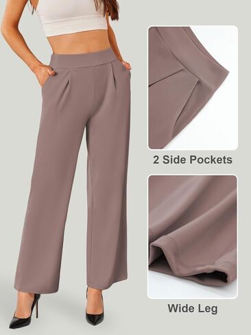 SEMARO Womens Wide Leg Dress Pants High Waist Stretchy Business Work Office Slacks Pull On Casual Lounge Pants with Pockets in Saudi Arabia