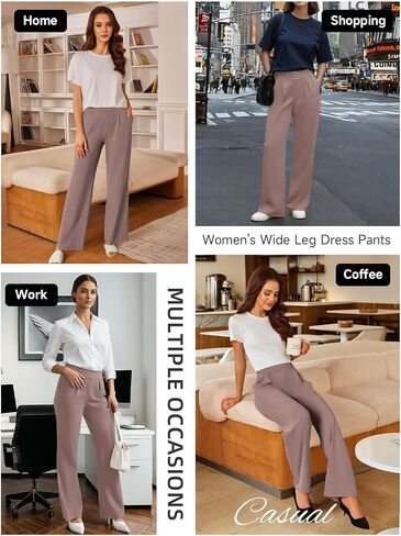 SEMARO Womens Wide Leg Dress Pants High Waist Stretchy Business Work Office Slacks Pull On Casual Lounge Pants with Pockets in Saudi Arabia