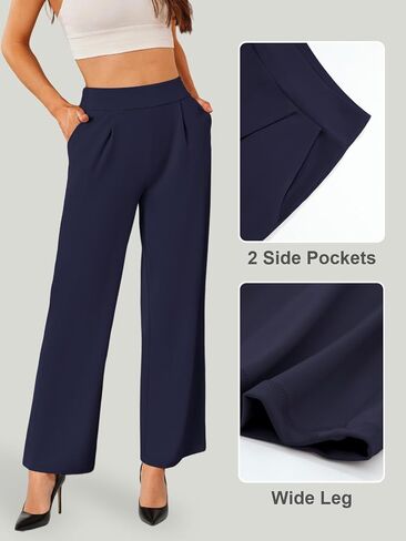 SEMARO Womens Wide Leg Dress Pants High Waist Stretchy Business Work Office Slacks Pull On Casual Lounge Pants with Pockets in Saudi Arabia