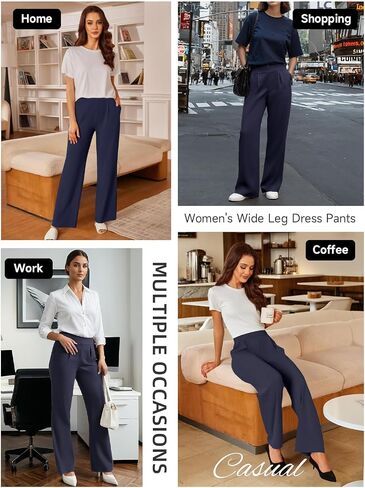 SEMARO Womens Wide Leg Dress Pants High Waist Stretchy Business Work Office Slacks Pull On Casual Lounge Pants with Pockets in Saudi Arabia