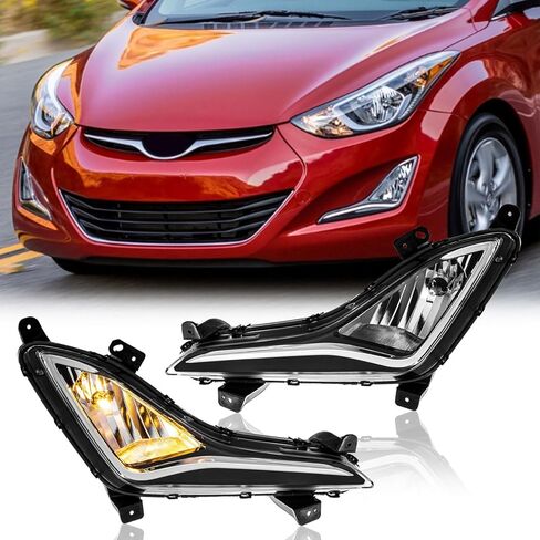 TODO 92201-3X210 مصابيح الضباب الهالوجين متوافقة مع 2014 2015 2016 Hyundai Elantra SE SPORT LIMITED LIMATION مع مصباح التشغيل خلال النهار 92202-3x210 (زوج) in Kuwait